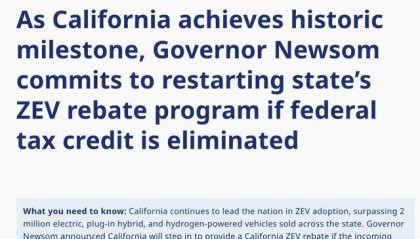 纽森公开挑战特朗普：你若取消电动车补贴 加州自己掏钱顶上