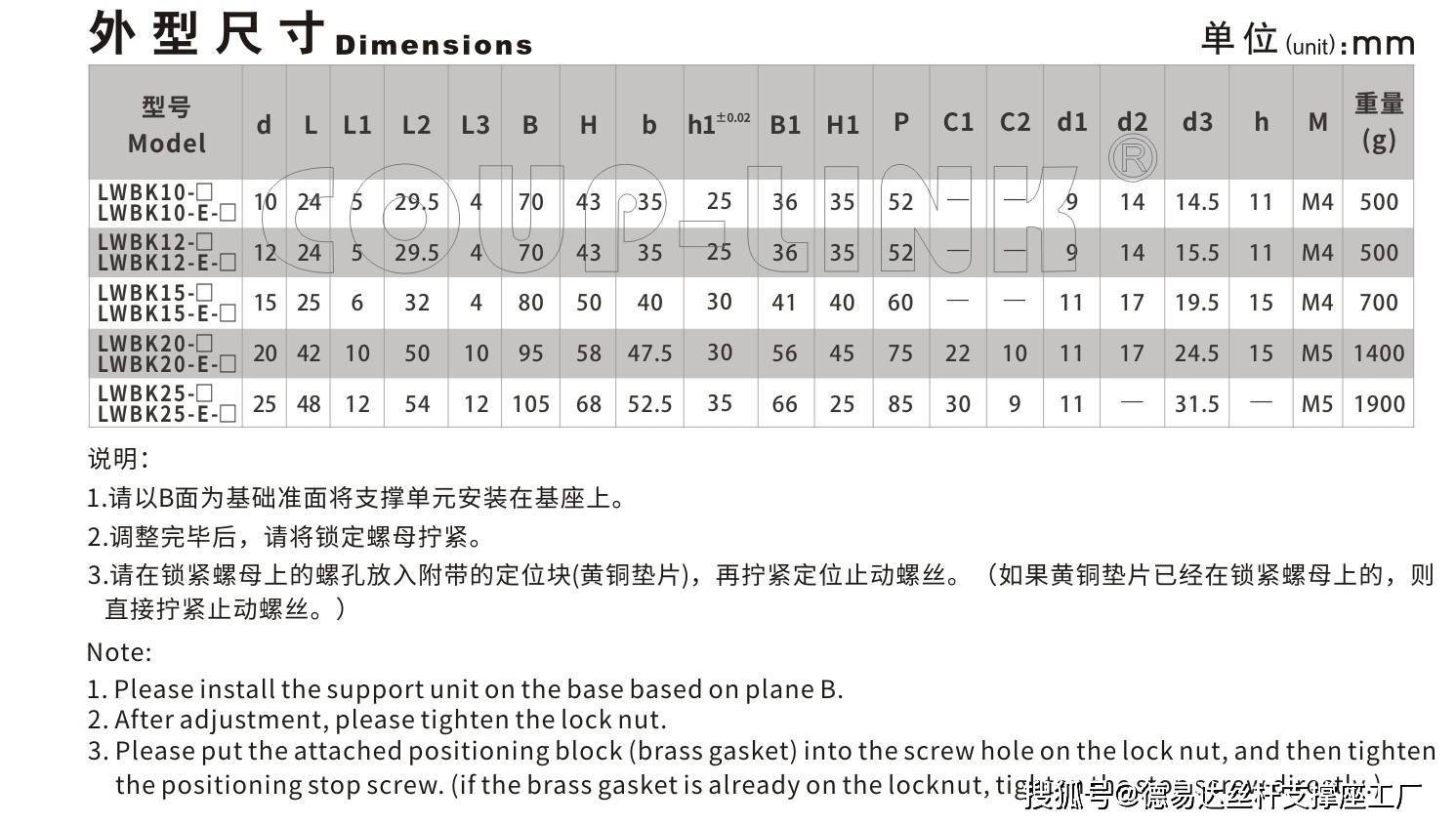 COUP-LNK滚珠丝杆支撑座LWBK固定侧LWBF支撑侧LKZ-A/LKZ-B螺杆支撑座