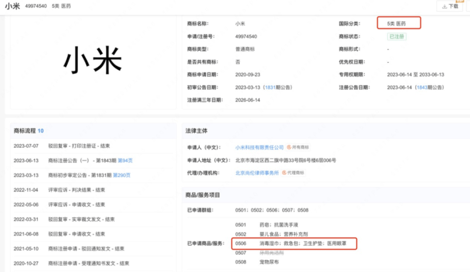 小米撤回“不做卫生巾”,商标已含卫生护垫类